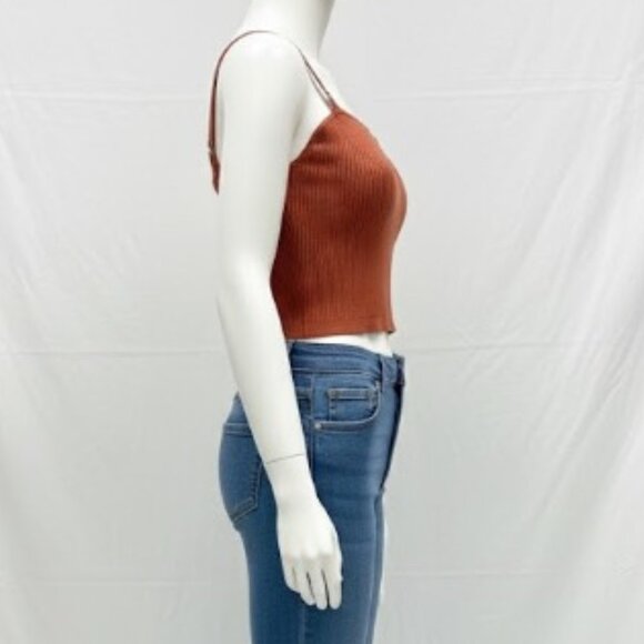 Wild Fable Knit Cropped Tank Top XL – Burnt Orange Ribbed Sweater Cami - Picture 3 of 11